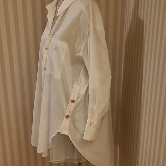 Zara Elegant Cream Button-Down Blouse - Picture 2 of 5